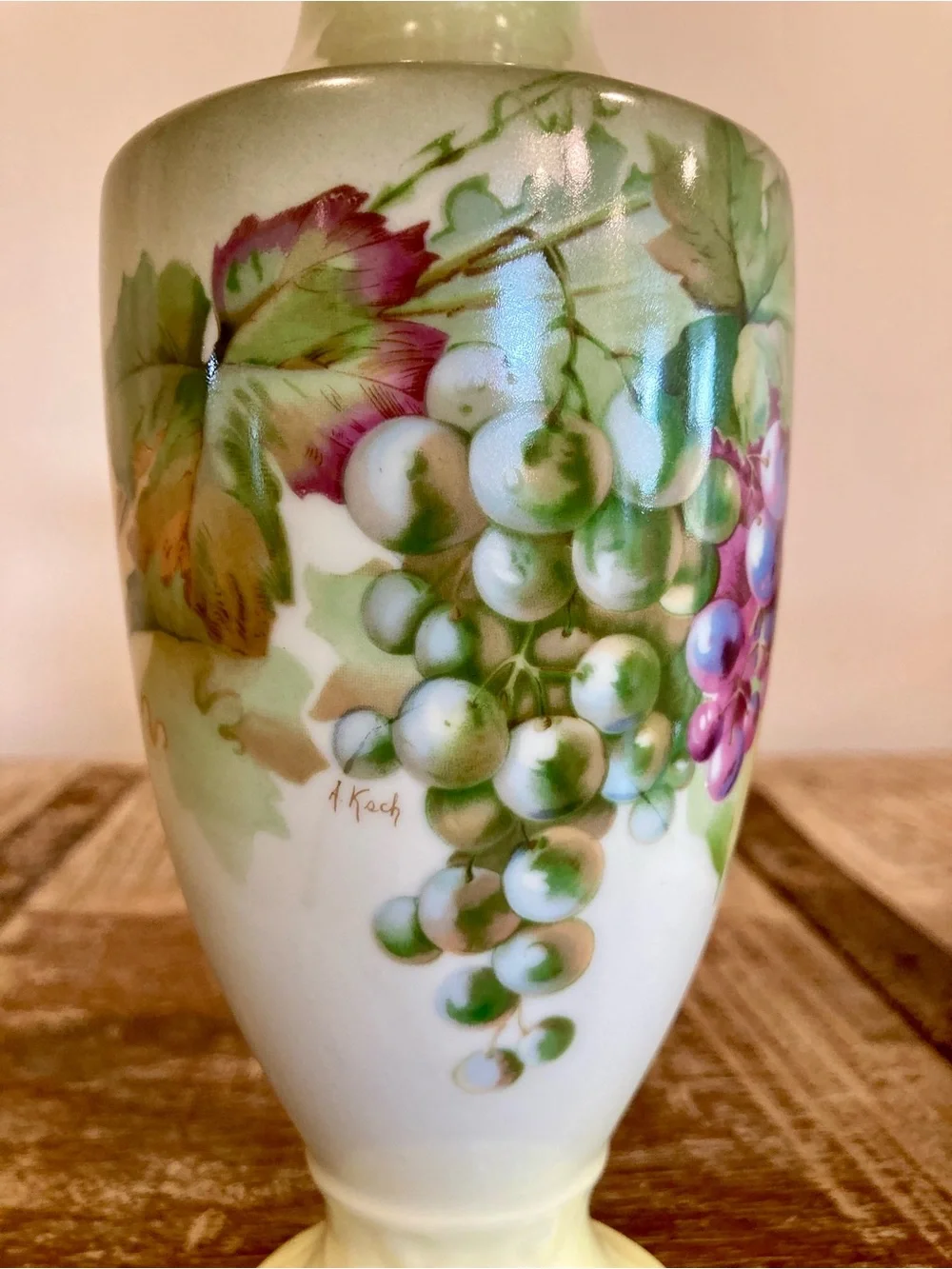 Bavaria A.C. Grape Motif Vase 8.5” Tall A Koch Signed - Picture 5 of 14